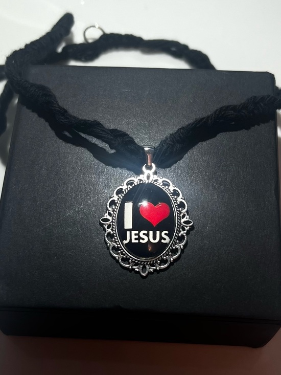 Beyond Grateful Jewelry - I Love Jesus Black Pendant Necklace - Religious Women Jewelry